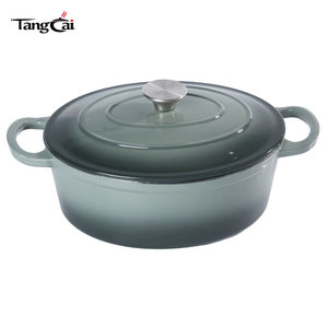 Nouvelle Tendance 2026 : Cocotte Ovale <span class=keywords><strong>en</strong></span> <span class=keywords><strong>Fonte</strong></span> Émaillée 5,5 QT pour Cuisson Lente, Rôtissage et Cuisson du Pain - Product Image 1