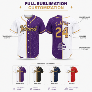 <span class=keywords><strong>Maillot</strong></span> de baseball personnalisé à boutons, respirant, imprimé par transfert thermique, uniforme d'équipe, chemise unisexe adulte à séchage rapide, vente en gros - Product Image 3