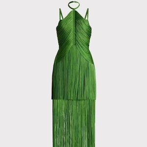 SB3052 mode licou <span class=keywords><strong>frange</strong></span> <span class=keywords><strong>robe</strong></span> couleur unie Sexy Maxi conception Unique gland élégant robes de soirée - Product Image 1