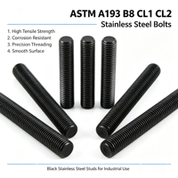 DIN975 CL1 CL2 Stainless Steel Zinc/Black Finish Fully Threaded Stud Bolt High Tensile Industrial Fastener