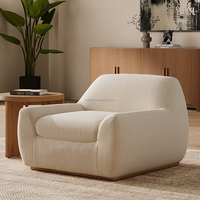 Fauteuil lounge moderne FERLY de style nordique, rembourré, avec structure en bois massif, fauteuil d'appoint pour salon, meubles