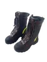 Botas de Bombero de Cuero Ayonsafety con Franja Reflectante, Puntera de Plástico Duro, Botas de Seguridad Antiabrasión para Hombre, Impermeables