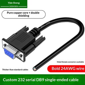 Câble de données industriel DB9 à port série 232, à tête unique, 9 conducteurs, connexion sans soudure, mâle-femelle, double blindage - Product Image 2