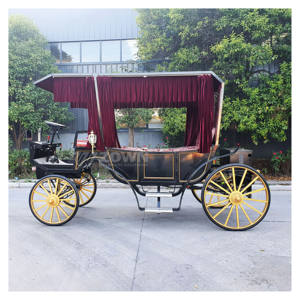 Carro de caballos de boda real de 4 ruedas negro de gama alta, carro de caballos eléctrico para exteriores, transporte especial para turismo - Product Image 4