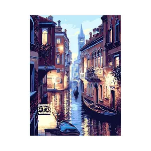 Drop Shipping Frameless Venice Night Landscape DIY Digital Oil Painting By Numbers Europe Canvas Painting For Home Wall Art