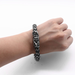 Yunnique Pulsera de plata tibetana con calavera de serpiente para hombre, cordón de cuero, joyería de regalo - Product Image 3