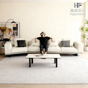 Italienisches Minimalistisches Sofa aus Vollnarbenleder für Wohnzimmer Kreatives Unregelmäßig Geformtes Sofa Hochwertiges Mehrsitzer-Ledersofa im Dillard-Stil - Product Image 3