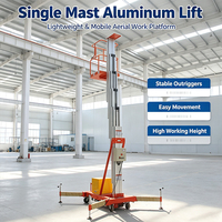 Plateforme de travail aérien monomât en aluminium, élévateur vertical manuel, certifié CE, 4-10m, plateforme de levage hydraulique pour une personne