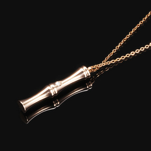 Bamboo Joint Rose Gold Stainless Steel Earring And Necklace Set <b>28Mm</b> 27Mm For Women Party Jewelry - Product Image 4