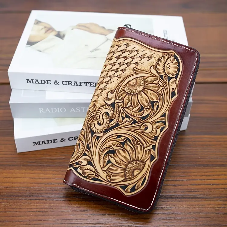 Snail Dark Brown Bifold full grain Ví da chính hãng cho nam giới dập nổi cá sấu kết cấu da Dài Ví