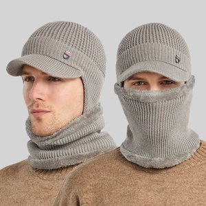 Itfabq35 — <span class=keywords><strong>ensemble</strong></span> de chapeau écharpe pour hommes, chapeau tricoté, chaud, doublure polaire, idéal pour l'hiver - Product Image 1