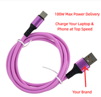 Usine OEM 100W 5A Charge Rapide USB C Câble USB3.1 Type C Cordon De Synchronisation De Données pour Téléphone Tablette Ordinateur Portable Tressé Nylon