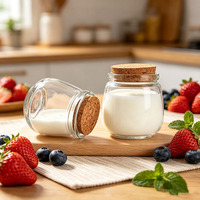 Pot en verre pour yaourt 100ml 200ml 300ml, pot en verre rond transparent pour pudding et dessert avec bouchon en liège, pot de conservation alimentaire, vente en gros
