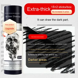 Bâtons et crayons de charbon de bois de saule en coton pour fournitures d'art Outils de dessin de croquis de peinture chinoise-pour la modélisation - Product Image 1