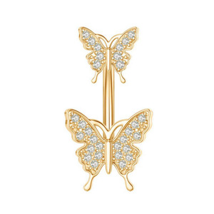 Joyas de Piercing Corporal con Personalidad, Anillo de Ombligo de Mariposa de Acero Inoxidable 316 con Zirconia Incrustada - Product Image 5