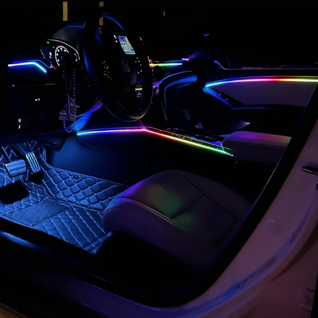 18-in-1 Universal 12V Symphony/RGB LED Car Light Strip App-Controlled Ambient Decorate Car Interior Atmosphere
