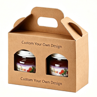 Scatola Personalizzata in Cartone Ondulato Kraft con Manico e Finestra per Vasetti, Confezione Ecologica Riciclabile per Miele, Marmellata, Alimenti e Bevande, Vendita all'Ingrosso