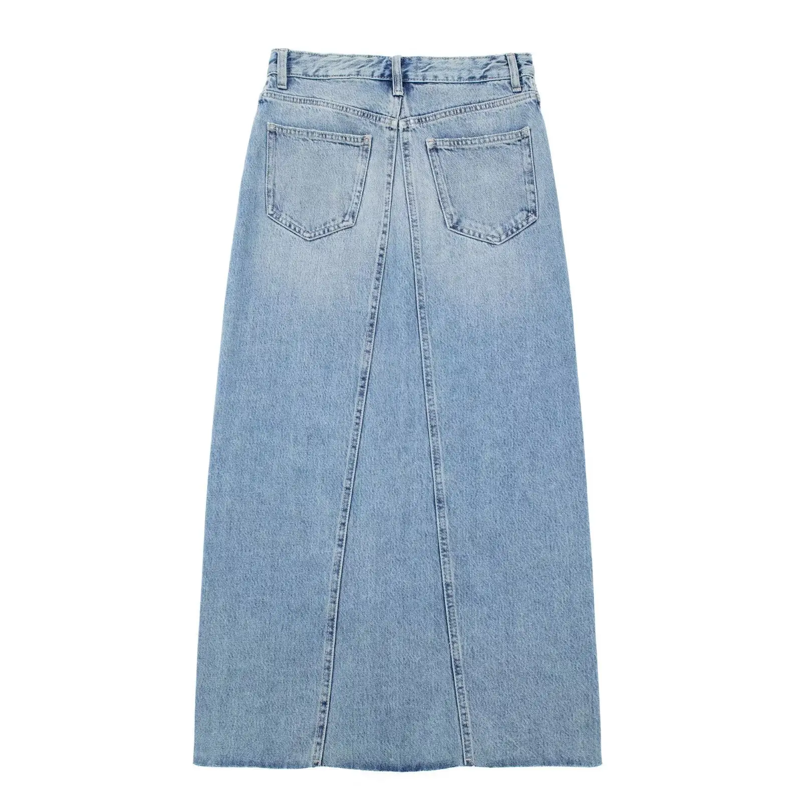 Hochwertige unregelmäßige diagonale Knopf Design Vintage High waist Denim Jeans Midi Split Rock für Frauen