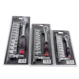 12 件套棘轮扳手工具套装 <span class=keywords><strong>SAE</strong></span>/公制驱动套筒套件塑料工具箱手动组合起子头用于维修箱包装 - Product Image 2