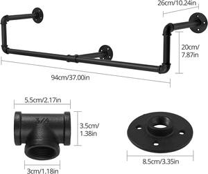 Rail à vêtements mural Tuyau industriel Porte-vêtements Vêtements Porte-vêtements Bar à vêtements en fer Placard Rangement Organisation - Product Image 6
