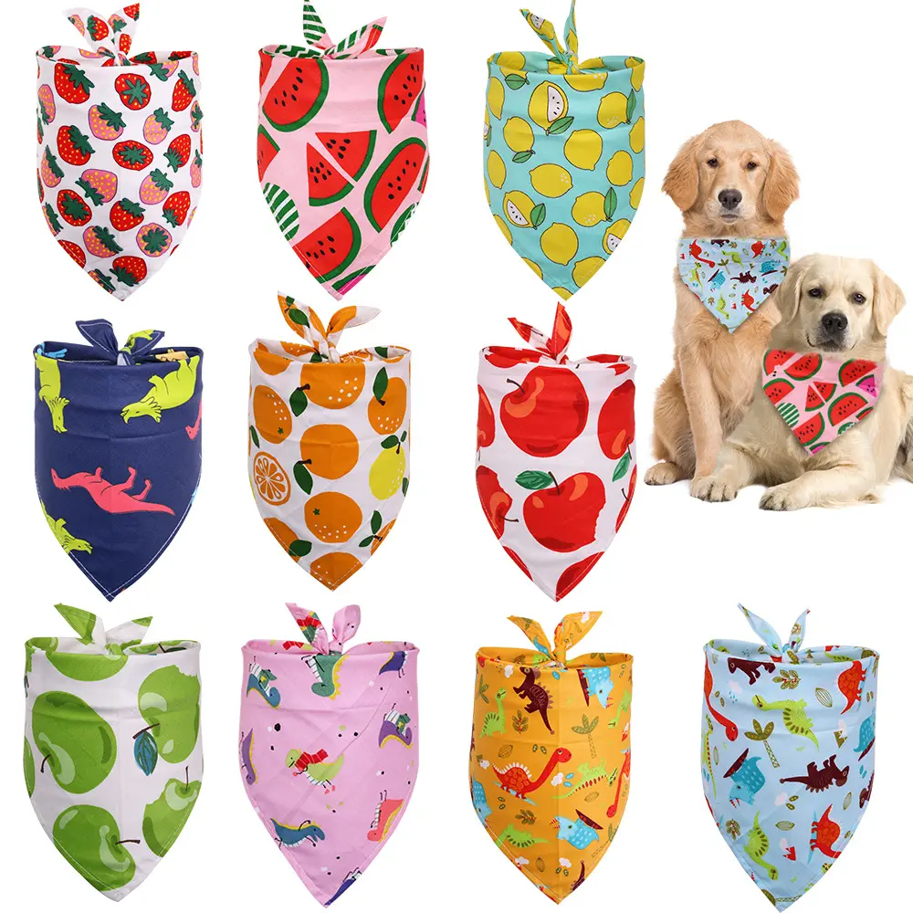 Best Seller yaz Pet malzemeleri önlükler köpekler kediler için meyve desen yavru eşarp Pet soğutma köpek Bandana yaz