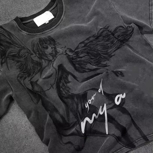 T-shirt pour homme à manches longues, double couche, effet délavé vintage, avec logo graphique imprimé numériquement sur mesure - Product Image 4