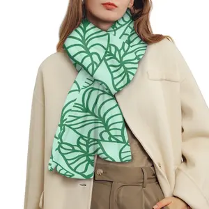 Nome personalizado Cachecol de Inverno Quente Verde Kalo Leaf Design Mulheres Xaile Senhoras Envoltório Lenços Moda Novas Senhoras Knitting Wrap Atacado