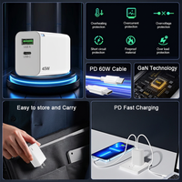 Chargeur GaN 45W avec prise AU, USB C PD, charge rapide, 2 ports USB A/C, adaptateur secteur mural avec indicateur LED pour téléphone, tablette, MacBook
