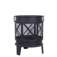 Panier de foyer moderne en acier avec poignées pour mobilier d'extérieur, jardin et terrasse, protection anti-étincelles