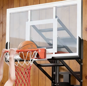 Panier de <span class=keywords><strong>basket</strong></span> mural mobile avec panneau arrière transparent en PC, cadre en fer noir, anneau standard et filet en nylon <span class=keywords><strong>pour</strong></span> le basketball - Product Image 4