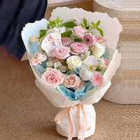Papier d'emballage floral Fenghua gaufré en forme de pétale, texture froissée 3D avec fibres intégrées, lot de 5 feuilles, fournitures florales vintage