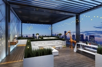 Pergola bioclimatique en aluminium au design moderne, toit à lames orientables imperméable, fonctionnement motorisé/manuel, taille personnalisable pour balcon