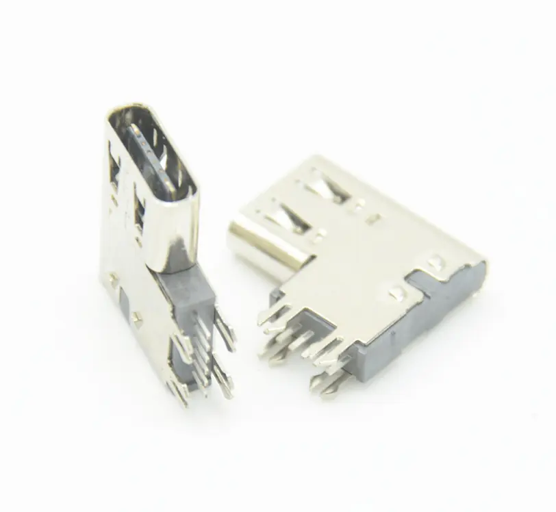 USB 커넥터 TYPE-C 여성 소켓 측면 삽입 90 도 6 핀 휴대 전화 어댑터 보드에 중심의 유형