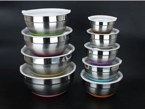 ชุดชามสแตนเลส 7 ชิ้น พร้อมฝาปิด สำหรับเตรียมอาหาร ชามผสม ชามสลัด ปลอดภัยสำหรับเครื่องล้างจาน ไม่ติดกระทะ แบบขายส่ง - Product Image 5