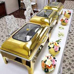 ชุดอุ่นอาหารไฟฟ้าสแตนเลสสีทอง 9 ลิตร สำหรับงานจัดเลี้ยง โรงแรม และร้านอาหาร - Product Image 1