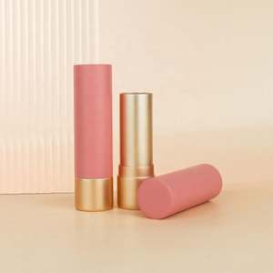 Emballage de tube à rouge à lèvres rechargeable avec logo personnalisé, tube à rouge à lèvres en métal, tube rond en aluminium pour baume à lèvres - Product Image 1