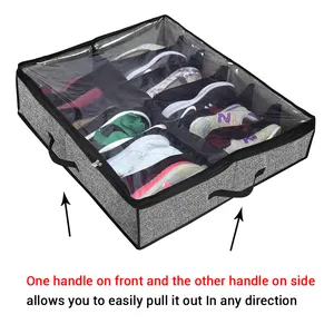 Saving Space Storage Shoes Organizer Low Price Foldable Fabric Storage Organizer With PVC Lid For Bed Room Shoes Storage Bags/