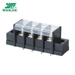 WANJIE electrical barrier terminal block 7.62mm pitch with cover and fixing holes WJ28SM 