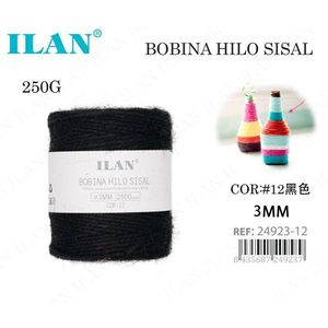 Cuerda de Sisal Ilan en Bobina de 3 mm, Negra, 250 g, para Manualidades y Embalaje - Product Image 1