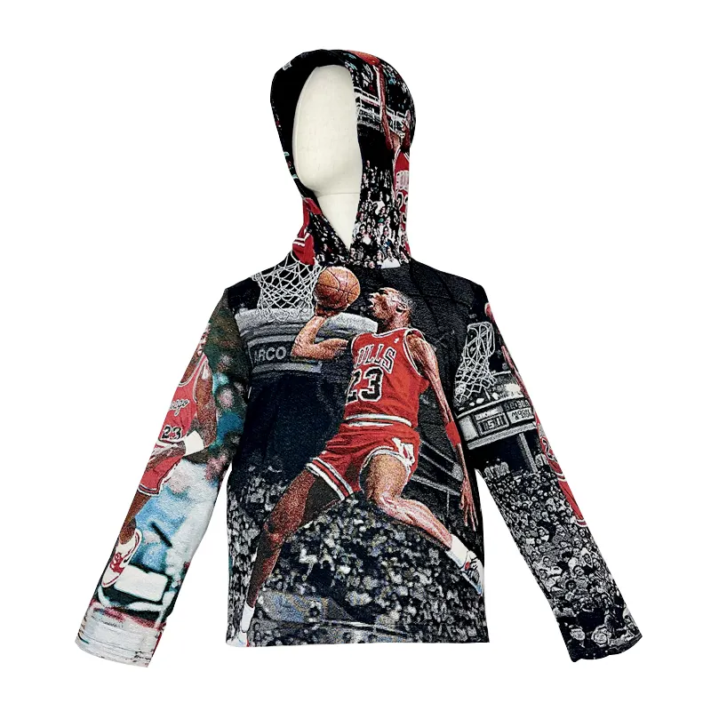 Drop shipping portrait Custom Woven Tapestry Hoodie tapestry clothing Manufacturer