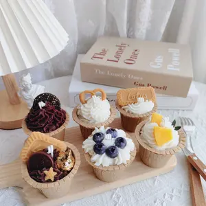 कप केक सुगंधित मोमबत्ती सिमुलेशन बेडरूम सजावट जन्मदिन का उपहार हस्तनिर्मित केक मोमबत्तियों