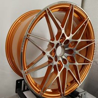 Nueva Llanta de Aleación Forjada Ligera Modificada de Alta Calidad de 17-24 Pulgadas, con Radios Plateados Pulidos y Centro Multirradio en Cobre Naranja