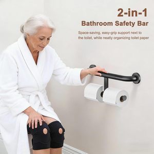 Barras de apoyo Huahu de acero inoxidable para baño, manijas de seguridad para inodoro, antideslizantes, aptas para personas mayores. - Product Image 2