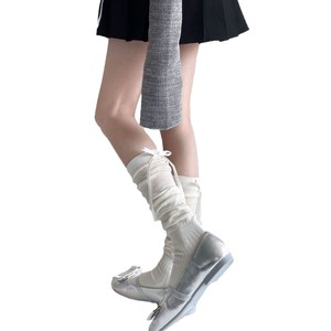Calcetines hasta la rodilla para mujer, color blanco liso, con lazo de cinta transparente, absorbentes del sudor, resistentes al olor, fibra de poliéster, para jóvenes de 18 a 40 años - Product Image 4