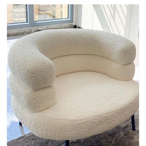 Modern Luxury White <strong>Small</strong> Round Boucle Teddy Fabric <strong>Velvet</strong> Sherpa Arm <strong>Chairs</strong> Living Room Single Sofa <strong>Chair</strong> for Bedroom - Product Image 5