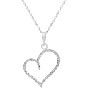 Colgante de Corazón en Plata de Ley con Baño de Rodio, Diamante Blanco Natural de Corte Brillante Redondo de 0.45 Ct, Joyería Moderna para Mujer para Uso Diario - Product Image 1