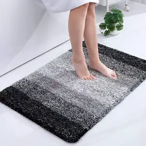 2023 tapis de bain absorbant doux de luxe vente d'usine tapis de bain shaggy en microfibre douce tapis coloré antidérapant TPR tapis de sol inférieur