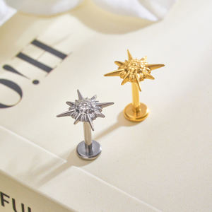 G23 टाइटेनियम 16g पीरलिंग पुरुषों के लिए स्टार लाइट स्टाइल स्क्रूबैक कान स्टड ट्रेगस उपास्थि हेलिक्स शंकु - Product Image 5