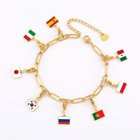 Grosir Liontin Bendera Negara Dunia Ukuran 10*6.6mm Custom, Bahan Stainless Steel untuk Pembuatan Gelang DIY, Perhiasan, Suvenir Perjalanan