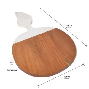 Tabla de cortar redonda de madera de acacia con mango pintado personalizado para pizza y tabla de pan tabla de cortar frutas y verduras - Product Image 4